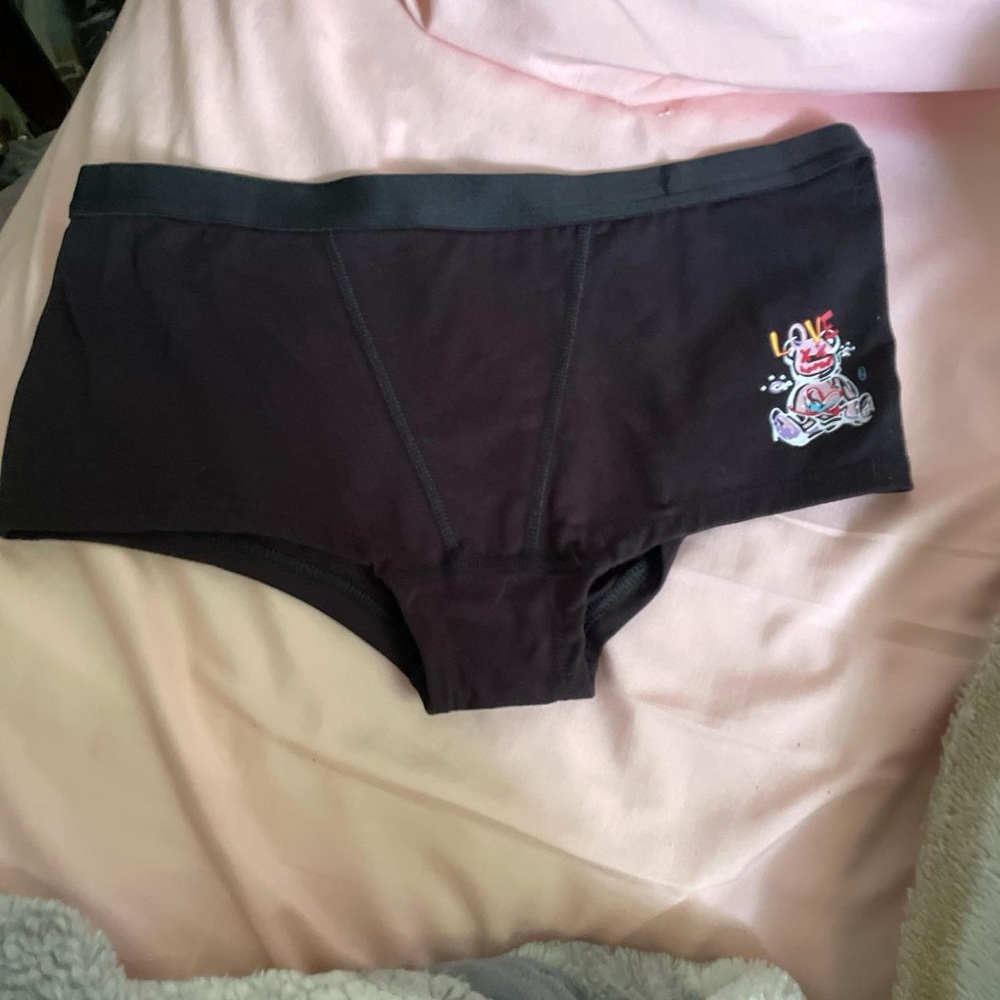 Black Boxer Briefs with Graphic Design